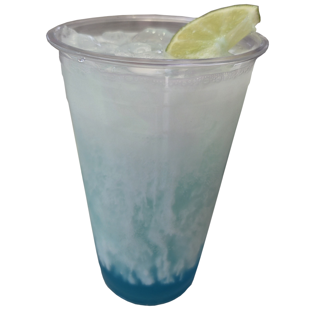 Soda Drop's Blue Lagoon energy drink.